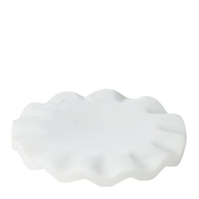 MARBLE TRAY RND 15CM WHITE, RUCHE