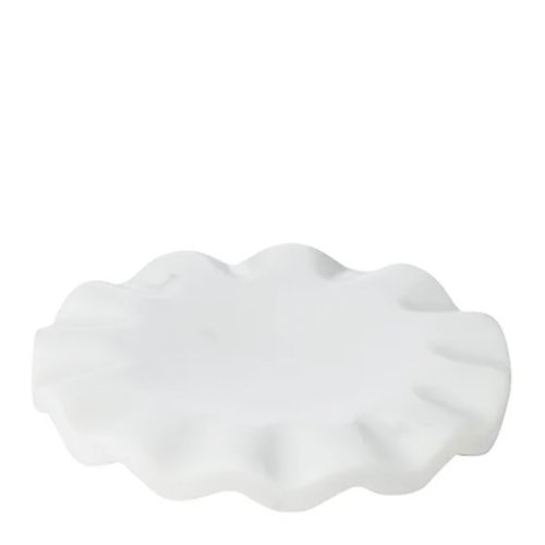 MARBLE TRAY RND 15CM WHITE, RUCHE