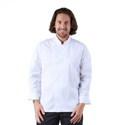CHEF JACKET WHT ZIPPER L/SL-2XL-HARTFORD