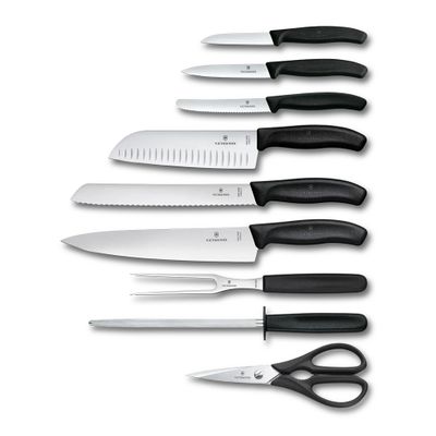 KNIFE BLOCK SET 9PCE BLK, VICTORINOX