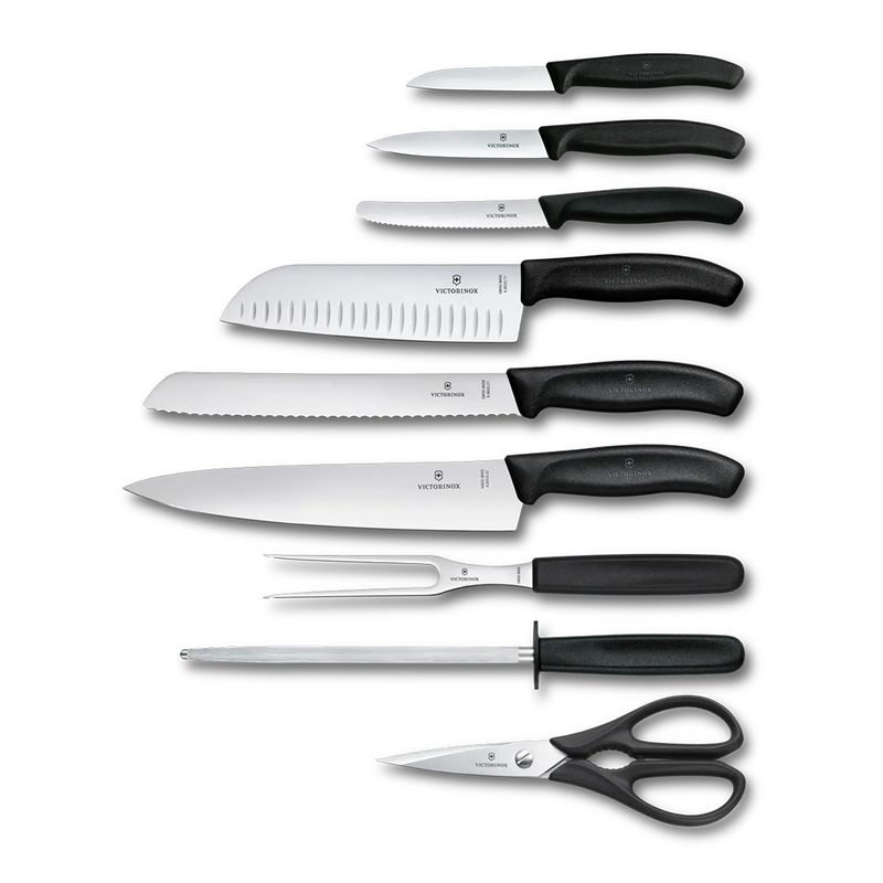 KNIFE BLOCK SET 9PCE BLK, VICTORINOX
