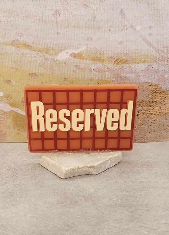 RESERVED SIGN RECT ORANGE 50X75MM
