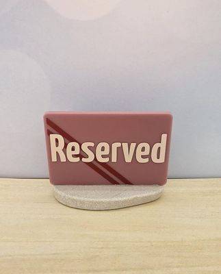 RESERVED SIGN RECT DUSTY PINK 50X75MM