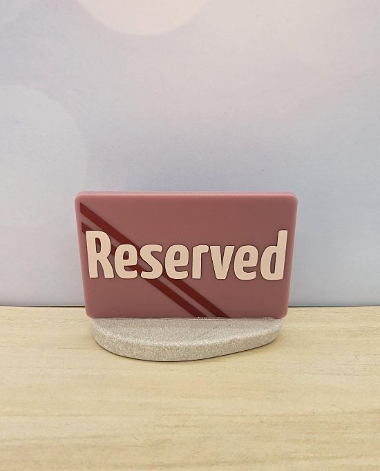 RESERVED SIGN RECT DUSTY PINK 50X75MM