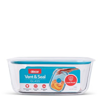 CONTAINER GLASS OBLONG 1L, DECOR VENT & SEAL