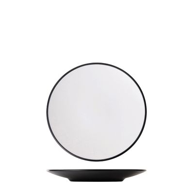 PLATE RND WHT/BLK 20.5CM MELAMINE COUCOU