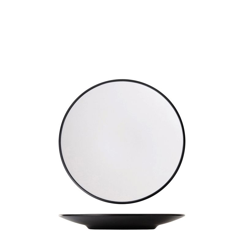 PLATE RND WHT/BLK 20.5CM MELAMINE COUCOU