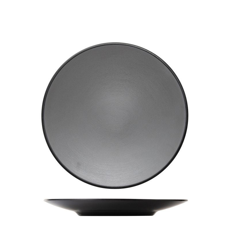 PLATE RND GRY/BLK 25CM MELAMINE COUCOU