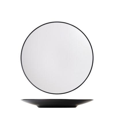 PLATE RND WHT/BLK 25CM MELAMINE COUCOU