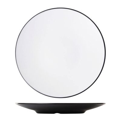 PLATE RND WHT/BLK 30CM MELAMINE COUCOU