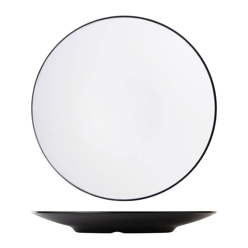 PLATE RND WHT/BLK 30CM MELAMINE COUCOU