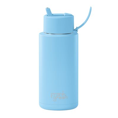 BOTTLE W/FLIP STRAW SKY BLUE 1L, F/GREEN