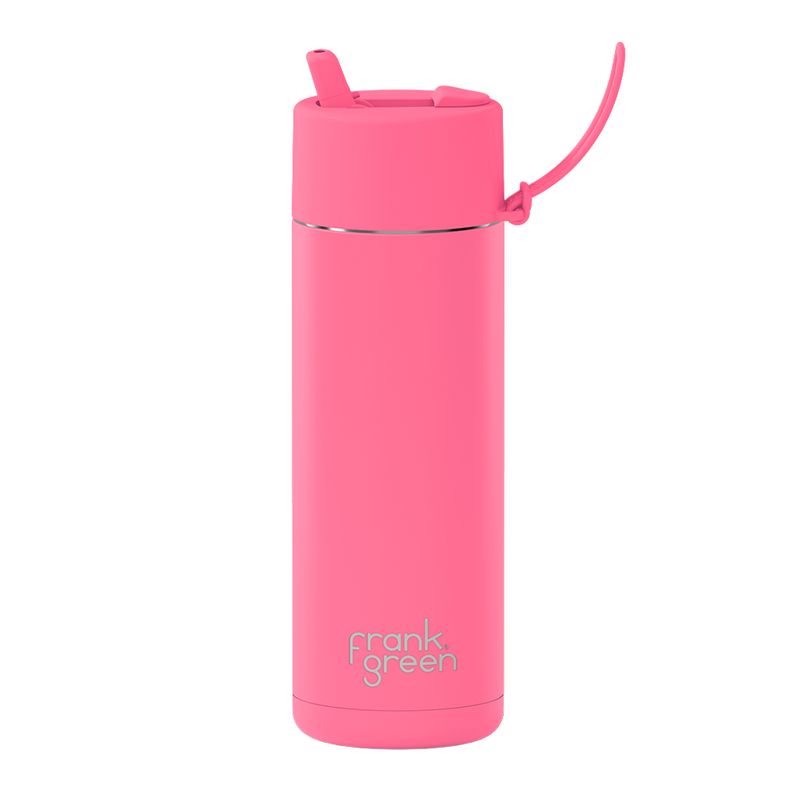 BOTTLE W/FLIP STRAW BUBBLEGUM 595ML, F/GREEN