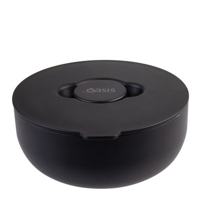 BOWL BLACK 950ML S/S INSULATED W LID OASIS