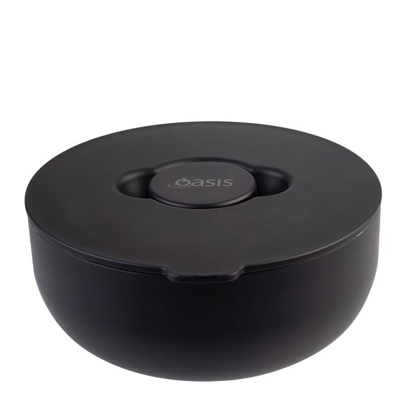 BOWL BLACK 950ML S/S INSULATED W LID OASIS