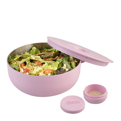 BOWL PINK 950ML S/S INSULATED W LID OASIS