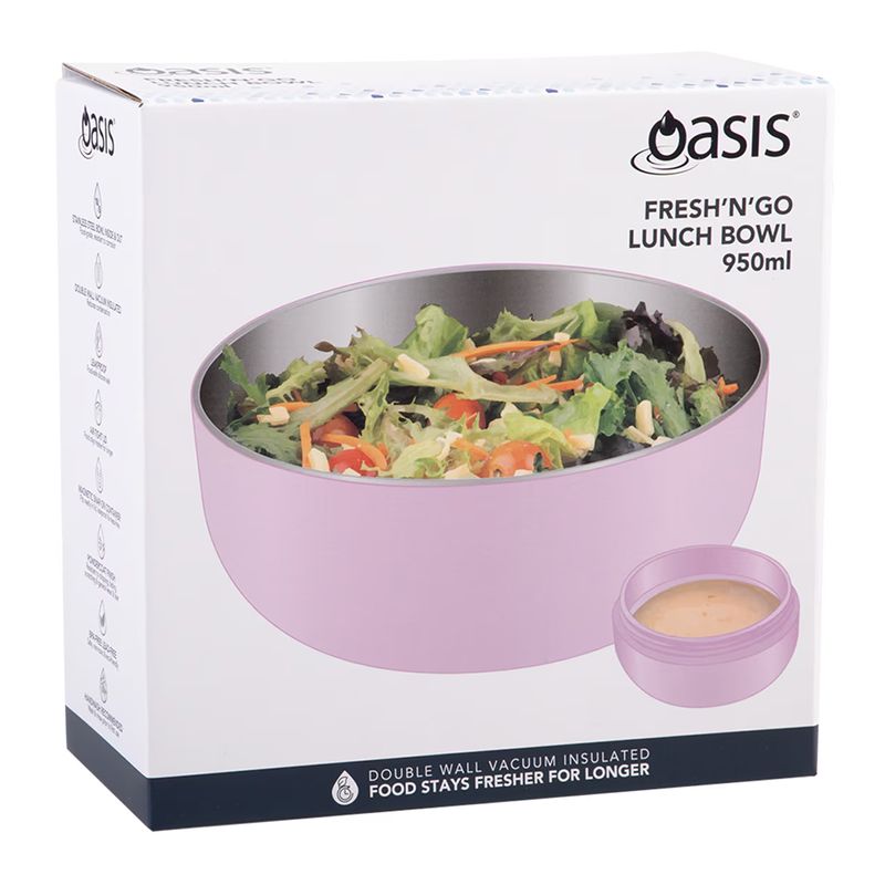 BOWL PINK 950ML S/S INSULATED W LID OASIS