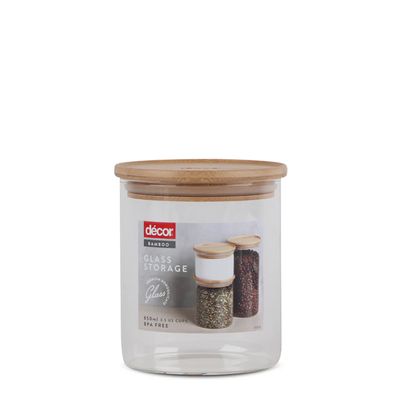 STORAGE JAR GLASS ROUND 850ML, DECOR BAMBOO