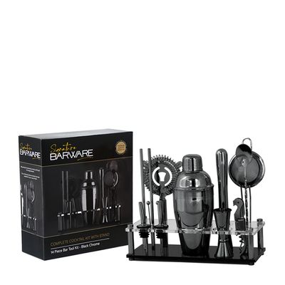 COCKTAIL SET 14PC BLK CHROME, SIGNATURE