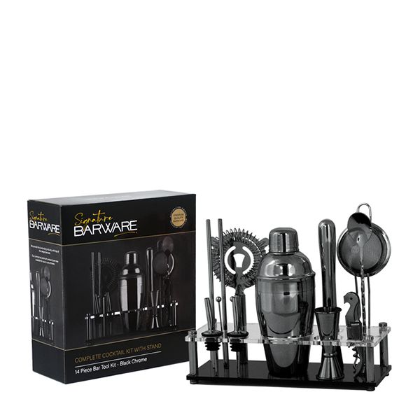 COCKTAIL SET 14PC BLK CHROME, SIGNATURE
