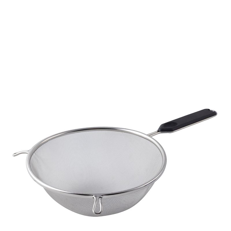 STRAINER FINE MESH W/HNDL BLACK PLASTIC 200MM