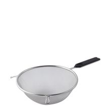 STRAINER MED MESH W/HNDL BLACK PLASTIC 180MM