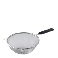 STRAINER MED MESH W/HNDL BLACK PLASTIC 200MM