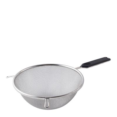 STRAINER DBL MESH W/HDL BLK PLASTIC 200MM