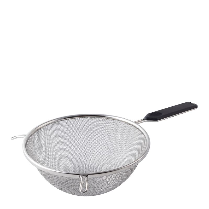 STRAINER DBL MESH W/HDL BLK PLASTIC 200MM