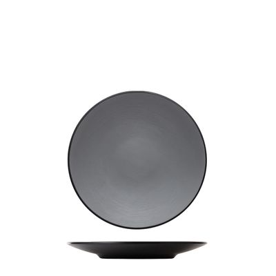PLATE RND GRY/BLK 20.5CM MELAMINE COUCOU