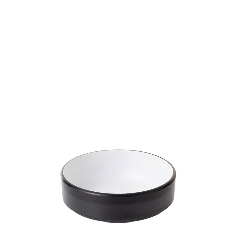 SAUCE DISH WHT/BLK 127MM MELAMINE COUCOU