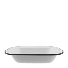 PIE DISH WHT W/BLK RIM ENAMEL 24X18X5CM