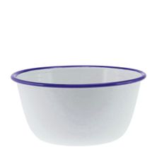 BOWL WHT/BLUE RIM 16X8.5CM ENAMEL,FALCON