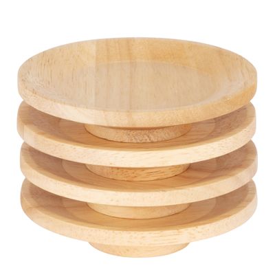 CANAPE DRINK TOPPERS SET-4 LIGHT WOOD 9CM, D&W