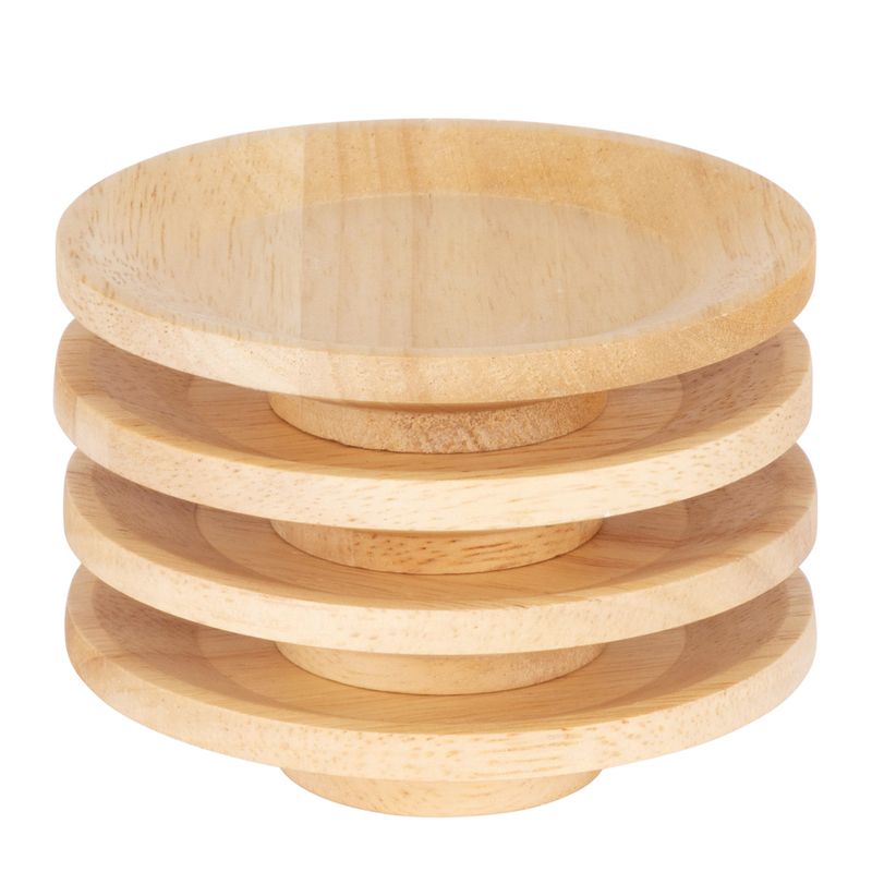 CANAPE DRINK TOPPERS SET-4 LIGHT WOOD 9CM, D&W