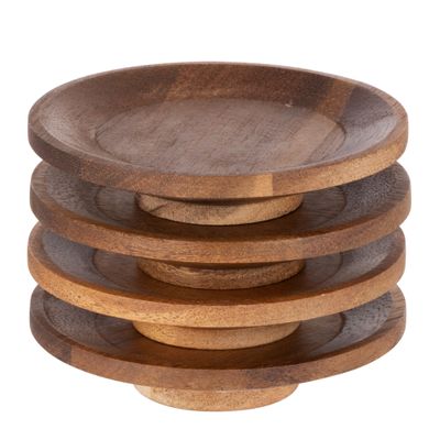 CANAPE DRINK TOPPERS SET-4 ACACIA 9CM, D&W