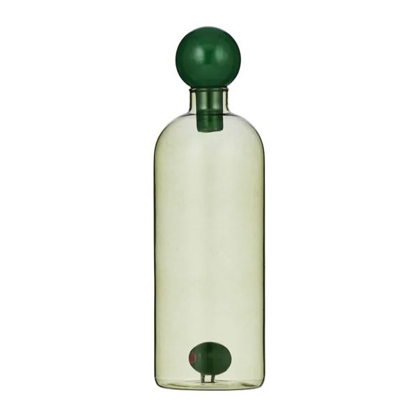 OIL BOTTLE GLASS GREEN 21.5CM, OLIVE