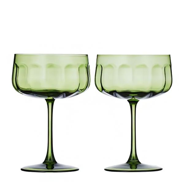 GLASS COUPE SET-2 OLIVE 11X16CM, STUDIO