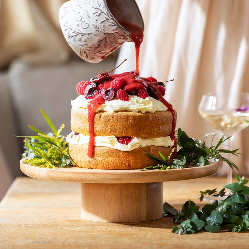 CAKE STAND WOODEN 32X8.5CM, ALTO