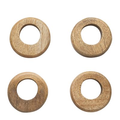 NAPKIN RINGS WOODEN SET-4 8CM, DRIFT