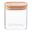 STORAGE JAR W/WOODEN LID SQ 680ML, ARGON