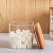STORAGE JAR W/WOODEN LID SQ 680ML, ARGON
