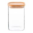 STORAGE JAR W/WOODEN LID SQ 1.1LTR, ARGON