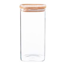 STORAGE JAR W/WOODEN LID SQ 1.5LTR, ARGON