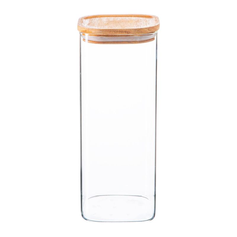 STORAGE JAR W/WOODEN LID SQ 1.9LTR, ARGON
