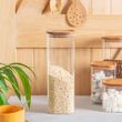 STORAGE JAR W/WOODEN LID SQ 2.2LTR, ARGON