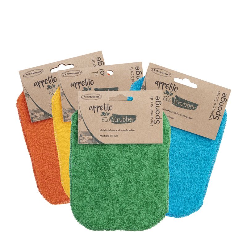 SCRUB SPONGE 4 ASST COLOURS 12X16.5CM, ECO SCRUBBER