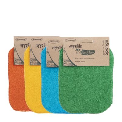 SCRUB SPONGE 4 ASST COLOURS 12X16.5CM, ECO SCRUBBER
