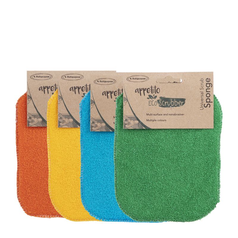 SCRUB SPONGE 4 ASST COLOURS 12X16.5CM, ECO SCRUBBER