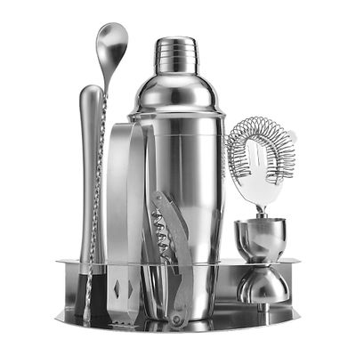 COCKTAIL SET W/STAND, 8 PCE S/S BARTENDER